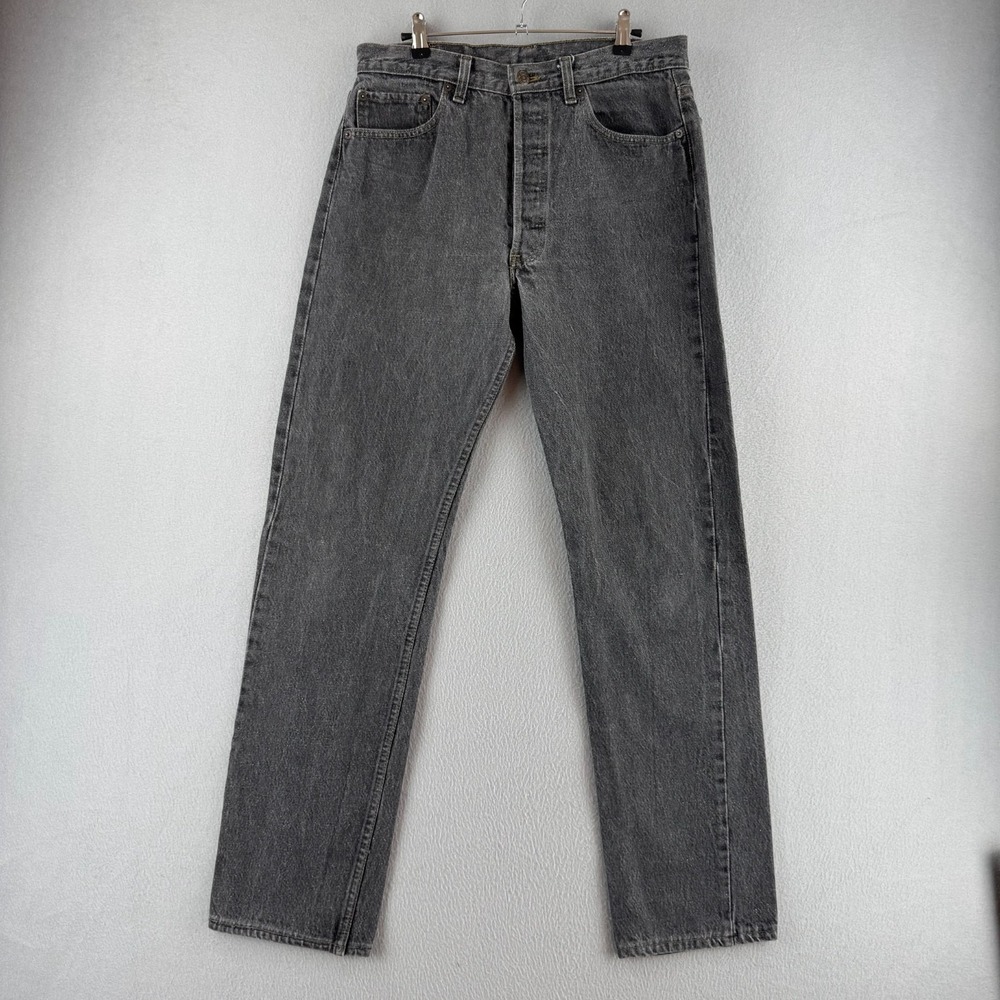 Vintage Levis Jeans Mens 34x36 (Fits 31x32) Faded Black 501 90s Made in USA